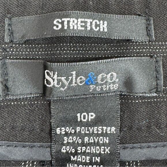Style & Co Petite Pinstripe Straight Leg Dress Pants Black Grey 10P Mid Rise Y2K - Picture 7 of 11
